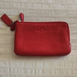 Authentic Coach Red Leather Wristlet
